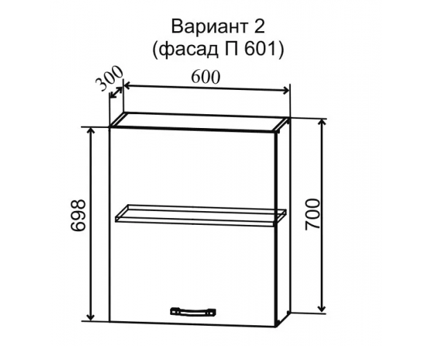 Гарда П 601 шкаф верхний с фасадом (Белый патина/корпус Серый)