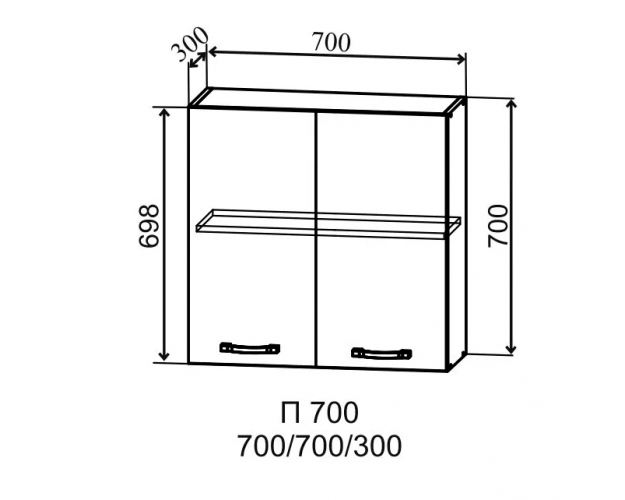 Гарда П 700 шкаф верхний (Белый Эмалит/корпус Серый)