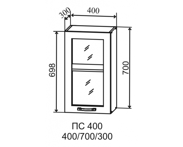 Гарда ПС 400 шкаф верхний со стеклом (Белый патина/корпус Серый)