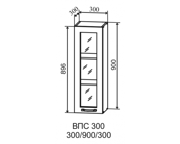 Гарда ВПС 300 шкаф верхний со стеклом высокий (Белый патина/корпус Серый)