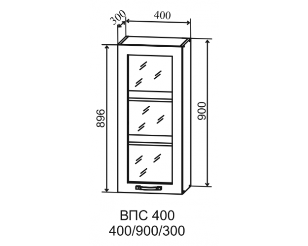 Гарда ВПС 400 шкаф верхний со стеклом высокий (Белый Эмалит/корпус Серый)