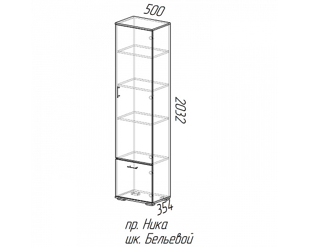 Шкаф бельевой Ника ШБ 500 белый гладкий