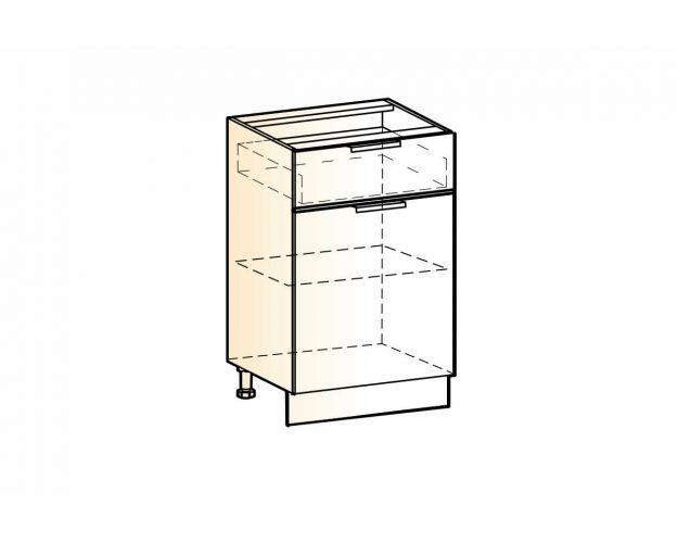 Стоун Шкаф рабочий L500 (1 дв. гл. 1 ящ.) (белый/палисандр)