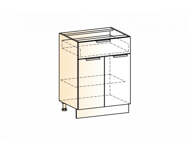 Стоун Шкаф рабочий L600 (2 дв. гл. 1 ящ.) (белый/палисандр)