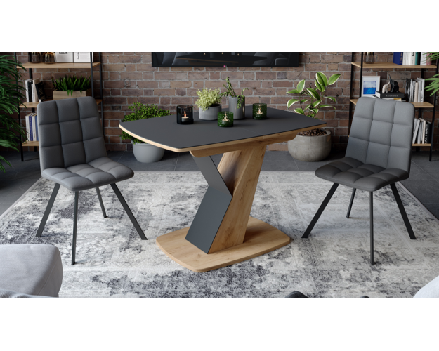 Стол обеденный «Гарда» Тип 1 (Дуб крафт золотой/Стекло матовое черный графит)