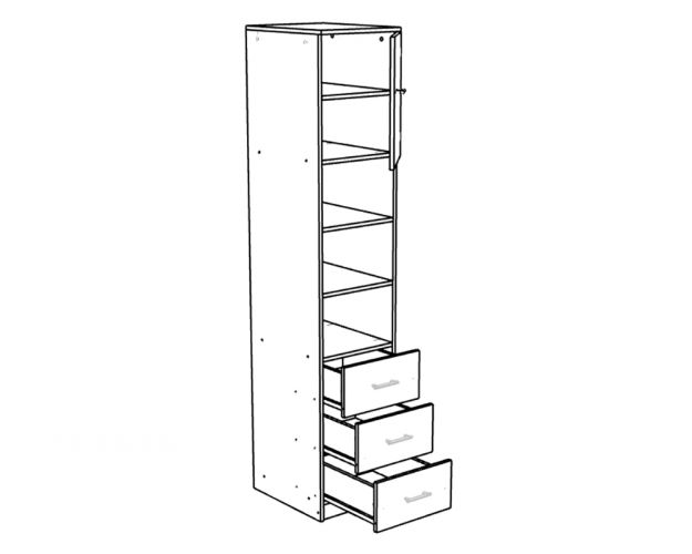 Шкаф-пенал №1 (полуоткрытый) Ясень/Винтерберг